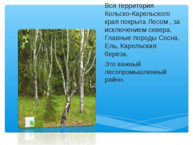 Вся территория Кольско-Карельского края покрыта Лесом , за исключением севера...
