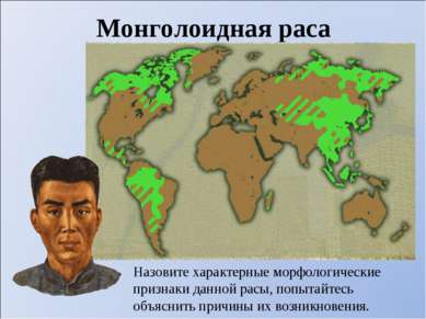 Монголоидная раса Назовите характерные морфологические признаки данной расы, ...