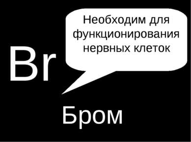 H P Br Бром Необходим для функционирования нервных клеток