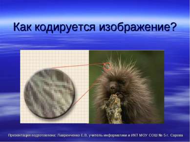 Как кодируется изображение? Презентация подготовлена: Лавренченко Е.В, учител...
