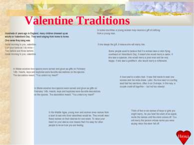 Valentine Traditions Hundreds of years ago in England, many children dressed ...