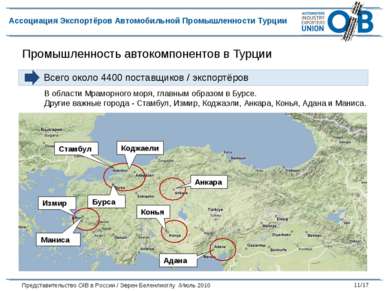 Промышленность автокомпонентов в Турции В области Мраморного моря, главным об...