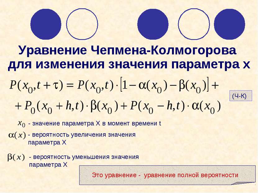 Уравнение Чепмена-Колмогорова для изменения значения параметра х (Ч-К)