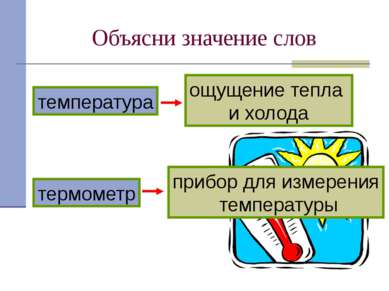 Объясни значение слов термометр температура прибор для измерения температуры ...