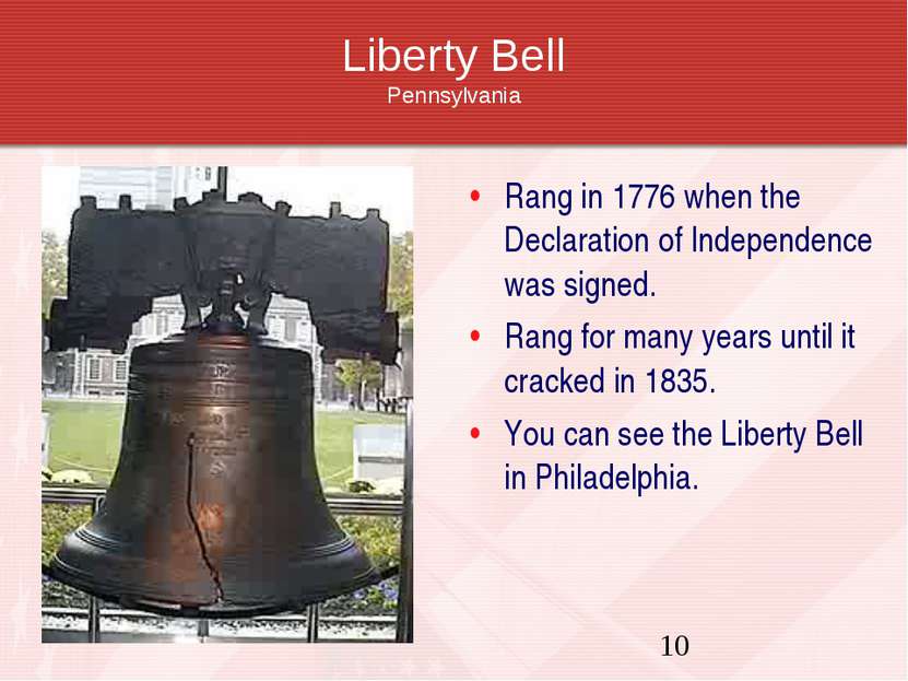 Liberty Bell Pennsylvania Rang in 1776 when the Declaration of Independence w...