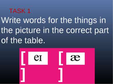 TASK 1 Write words for the things in the picture in the correct part of the t...