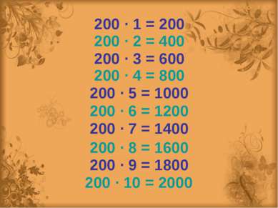 200 ∙ 2 = 400 200 ∙ 3 = 600 200 ∙ 4 = 800 200 ∙ 5 = 1000 200 ∙ 6 = 1200 200 ∙...