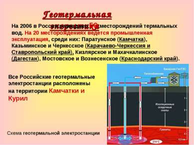 Геотермальная энергетика На 2006 в России разведано 56 месторождений термальн...