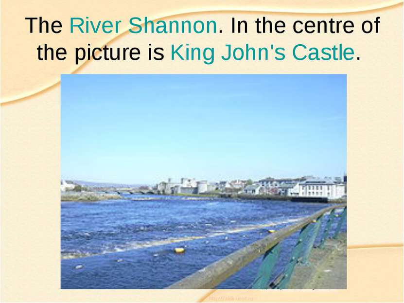 The River Shannon. In the centre of the picture is King John's Castle.