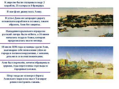 Пётр тогда же осмотрел берега Азовского моря и на мысе Таганрог решил построи...