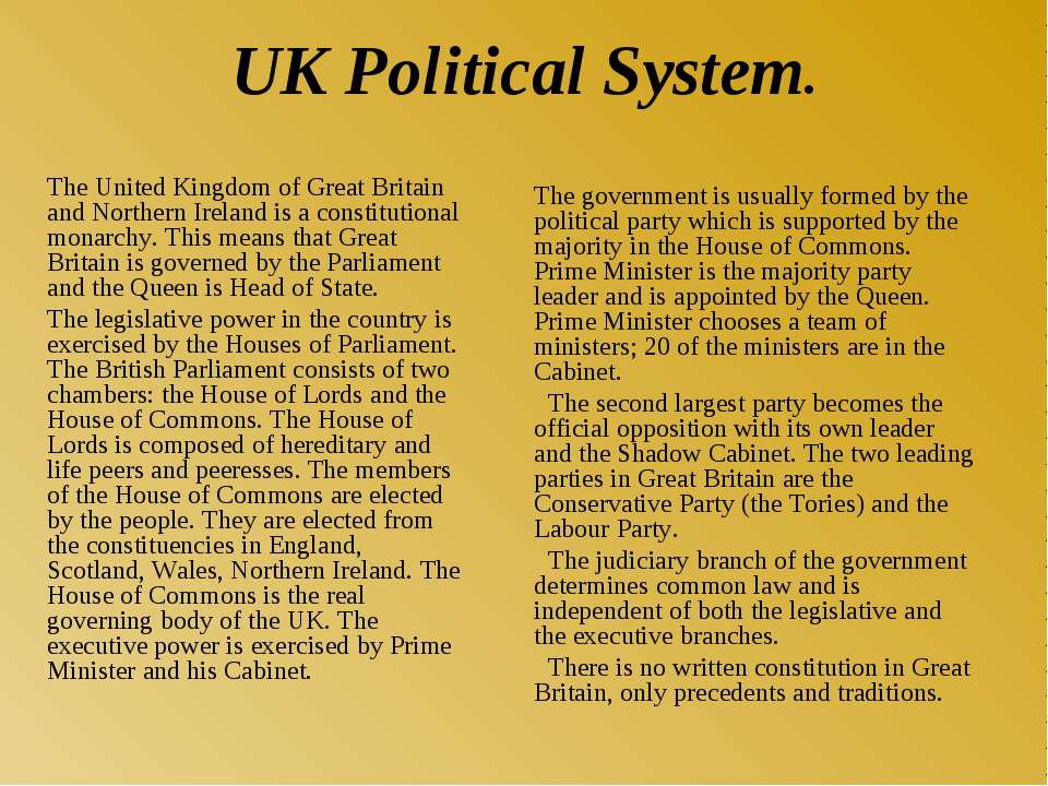 Презентация political system of great britain