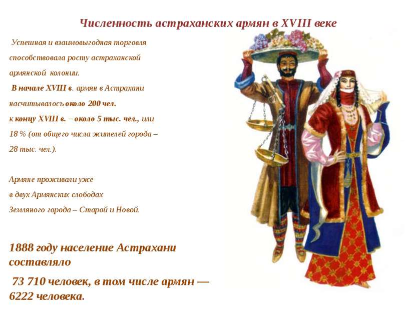 Численность астраханских армян в XVIII веке Успешная и взаимовыгодная торговл...