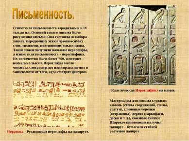 Египетская письменность зародилась в к.IV тыс.до н.э. Основой такого письма б...