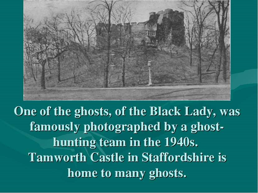 One of the ghosts, of the Black Lady, was famously photographed by a ghost-hu...