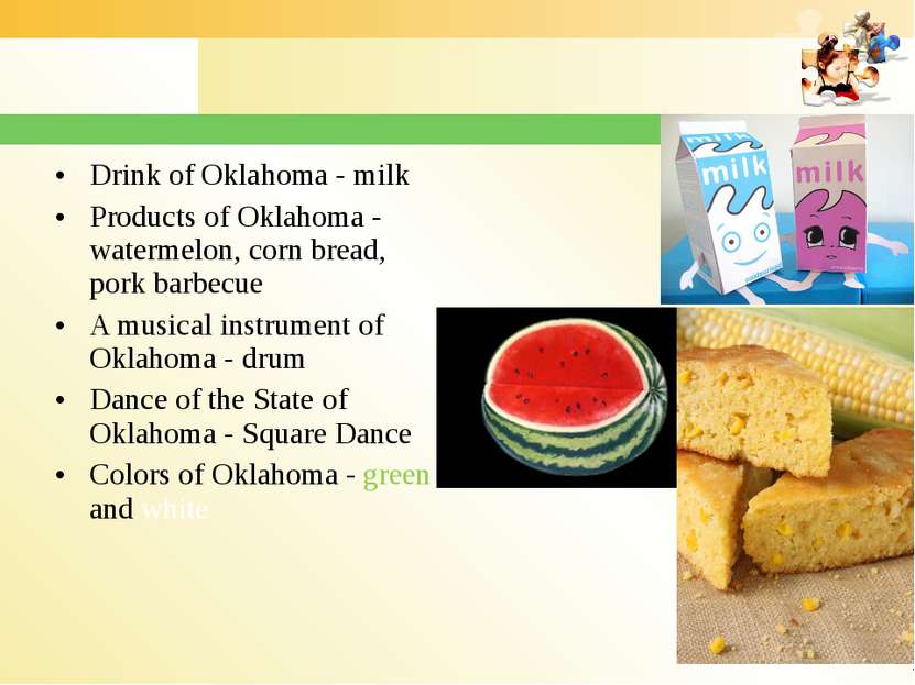 Drink of Oklahoma - milk Products of Oklahoma - watermelon, corn bread, pork ...