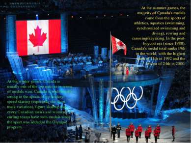At the summer games, the majority of Canada's medals come from the sports of ...