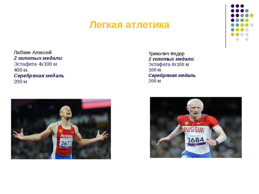 Легкая атлетика Лабзин Алексей 2 золотых медали: Эстафета 4х100 м 400 м. Сере...
