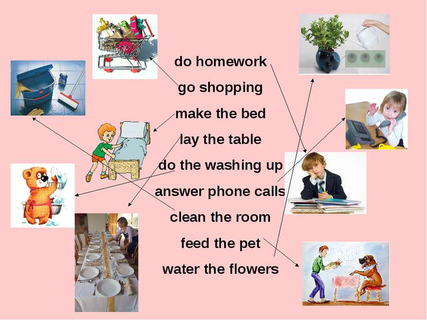 do homework go shopping make the bed lay the table do the washing up answer p...