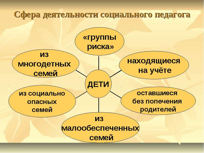 Сфера деятельности социального педагога