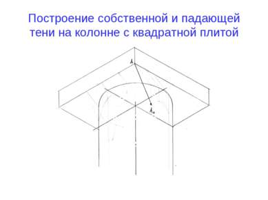 Построение собственной и падающей тени на колонне с квадратной плитой