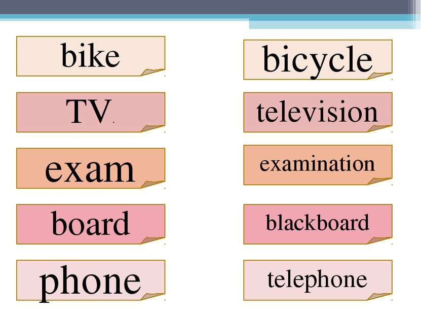 TV. bicycle television exam examination blackboard board telephone phone bike