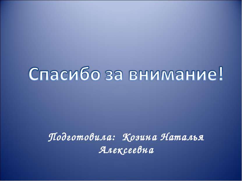 Подготовила: Козина Наталья Алексеевна