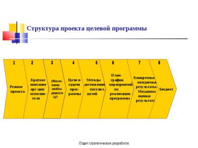 Отдел стратегических разработок Структура проекта целевой программы Резюме пр...