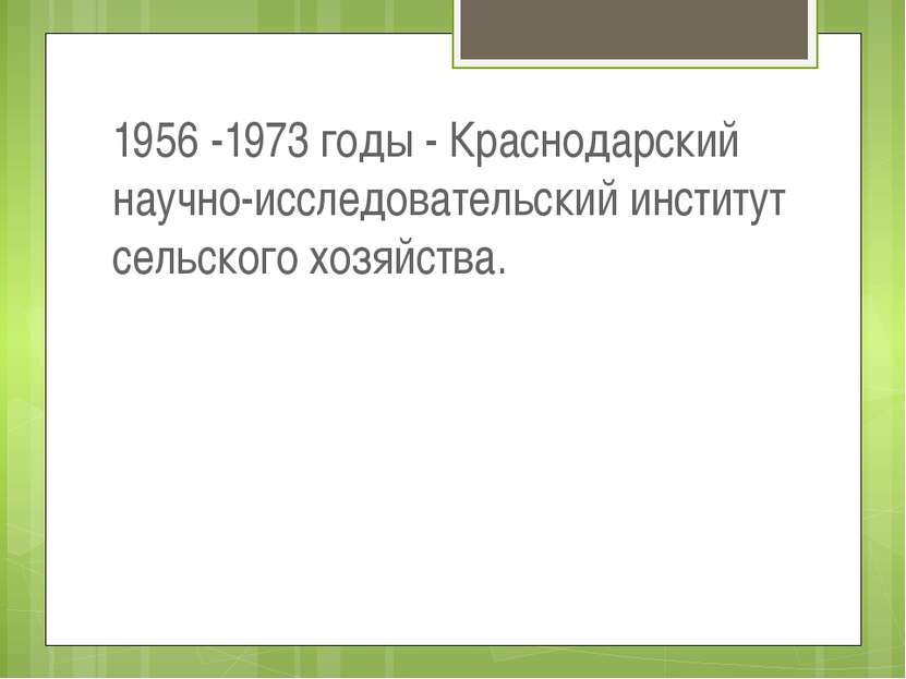 1956 -1973 годы - Краснодарский научно-исследовательский институт сельского х...