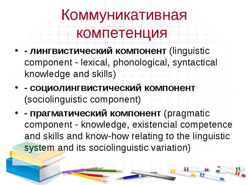 Коммуникативная компетенция - лингвистический компонент (linguistic component...