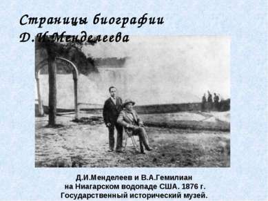 Д.И.Менделеев и В.А.Гемилиан на Ниагарском водопаде США. 1876 г. Государствен...