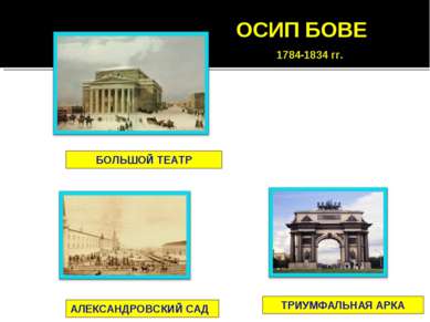 ОСИП БОВЕ 1784-1834 гг. БОЛЬШОЙ ТЕАТР АЛЕКСАНДРОВСКИЙ САД ТРИУМФАЛЬНАЯ АРКА