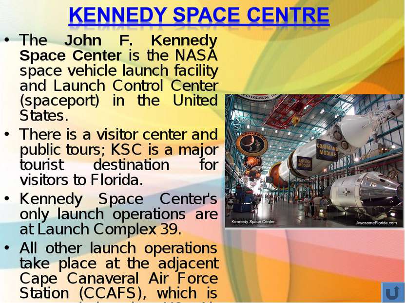 The John F. Kennedy Space Center is the NASA space vehicle launch facility an...