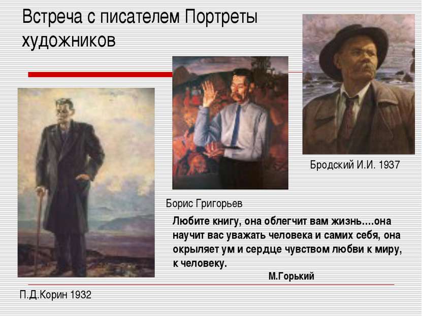Встреча с писателем Портреты художников Бродский И.И. 1937 Борис Григорьев П....