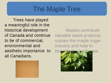 Trees have played a meaningful role in the historical development of Canada a...