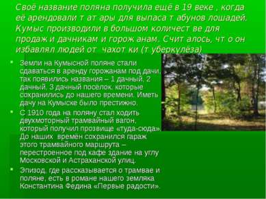 Своё название поляна получила ещё в 19 веке , когда её арендовали татары для ...