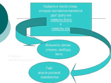 Найдите в тексте слова, которые противопоставляются друг другу как символы бл...