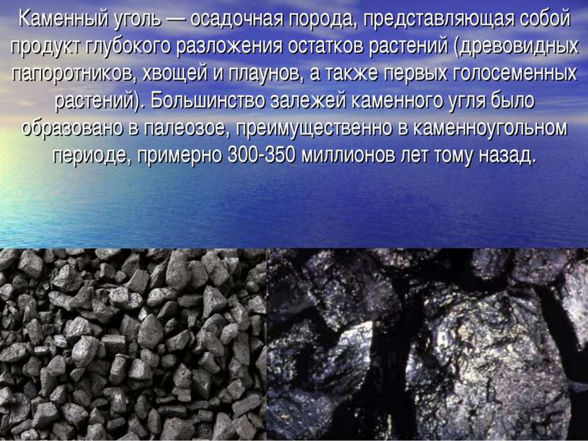 Каменный уголь — осадочная порода, представляющая собой продукт глубокого раз...