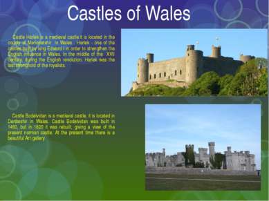 Castles of Wales Castle Harlek is a medieval castle,it is located in the coun...