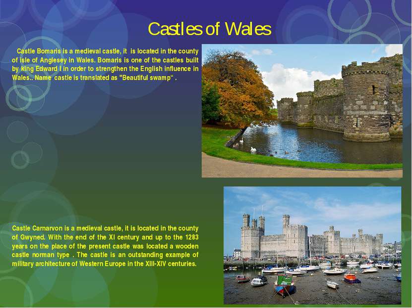 Castles of Wales Castle Bomaris is a medieval castle, it is located in the co...