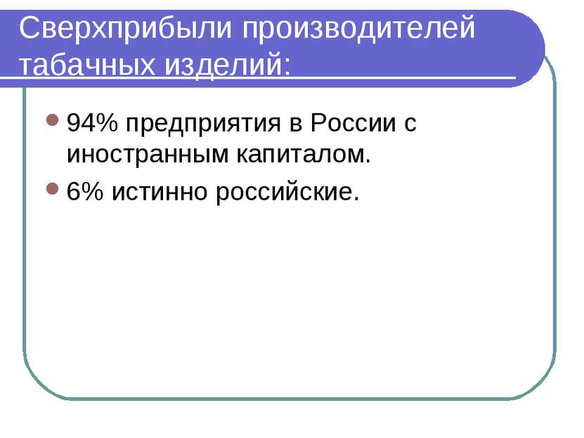 Сверхприбыли производителей табачных изделий: 94% предприятия в России с инос...