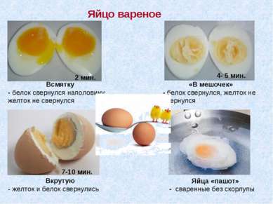 Яйцо вареное Яйца «пашот» - сваренные без скорлупы Всмятку - белок свернулся ...