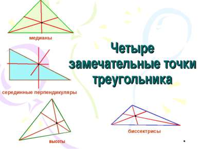 Четыре замечательные точки треугольника высоты биссектрисы серединные перпенд...
