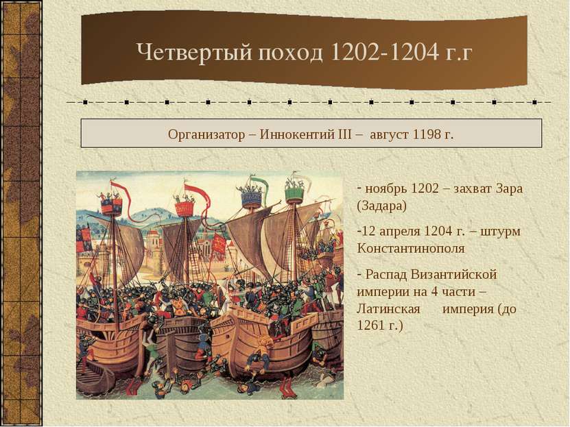 Четвертый поход 1202-1204 г.г Организатор – Иннокентий III – август 1198 г. н...