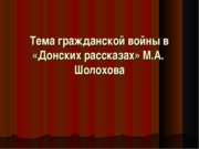 Тема гражданской войны в «Донских рассказах» М.А. Шолохова