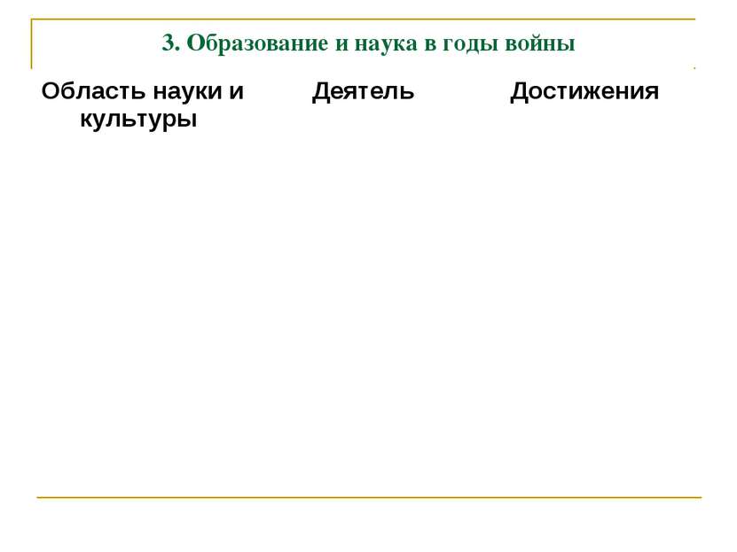 3. Образование и наука в годы войны