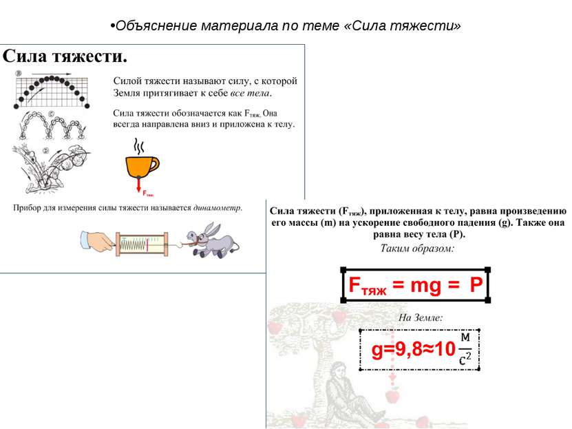 Объяснение материала по теме «Сила тяжести»