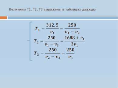 Величины T1, T2, T3 выражены в таблицах дважды