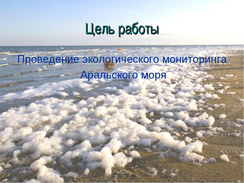 Цель работы Проведение экологического мониторинга Аральского моря