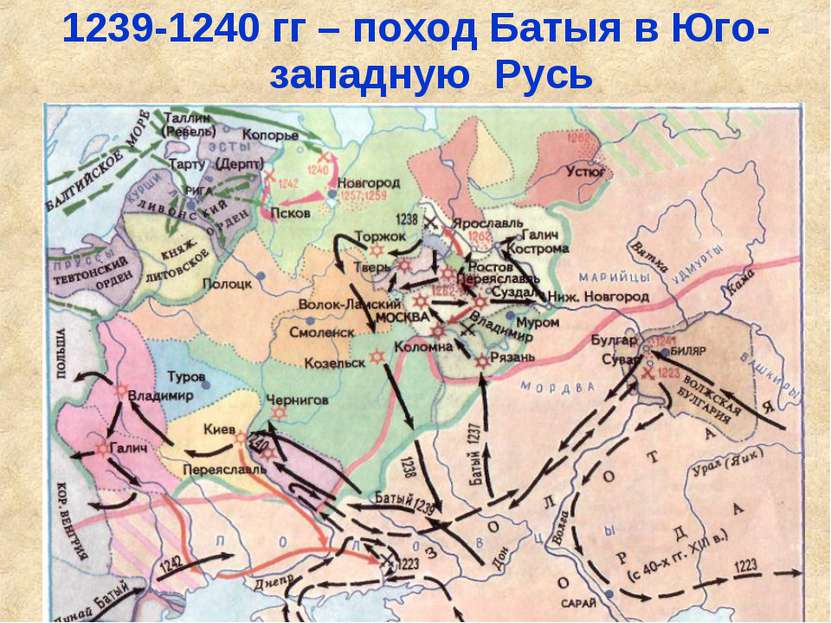 1239-1240 гг – поход Батыя в Юго-западную Русь