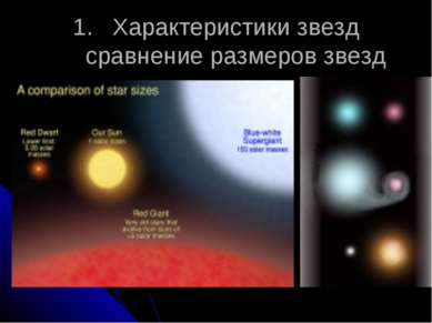 Характеристики звезд сравнение размеров звезд